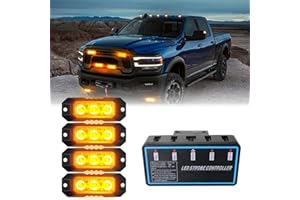 ADAURIS 3-LED Strobe Lights for Trucks Emergency Lights for Vehicles Amber Flashing Lights for Vehicles 12V -24V Super Bright Waterproof(Amber)