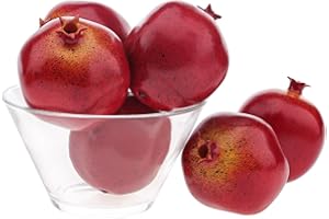 Funzhan 6pcs Artificial Pomegranate Fruit Decoration Fake Pomegranates Vivid Faux Fruits Decor Realistic Plastic Lifelike Home Kitchen Ornament Wreath Birthday Party Model