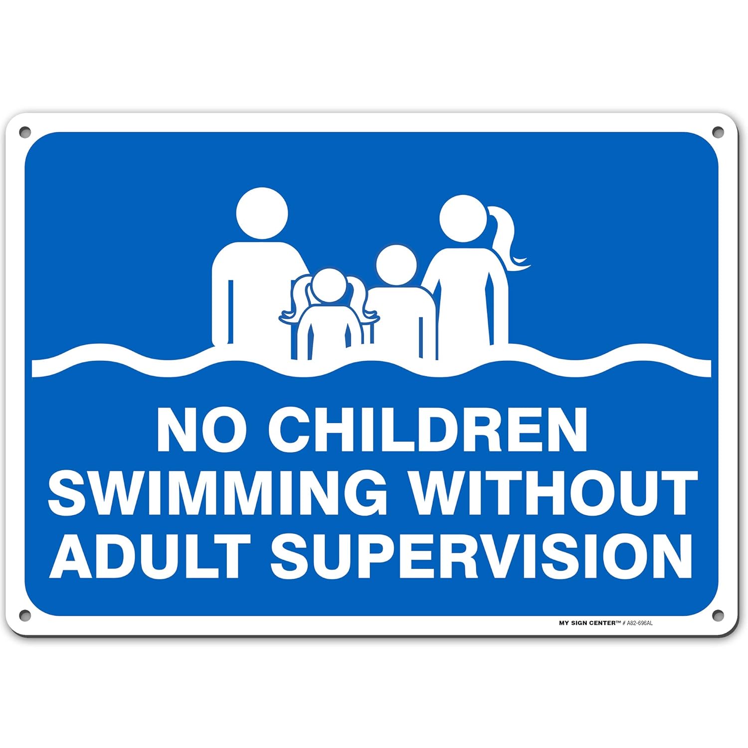Adult Supervision Required Sign, Swim at Your Own Risk, 10” x 14” Industrial Grade Aluminum, Easy Mounting, Rust-Free/Fade Resistance, Indoor/Outdoor, USA Made by MY SIGN CENTER