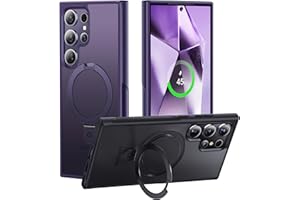 CASEKOO Genuine Official Magnetic Ring Stand for Samsung Galaxy S24 Ultra Case [Military Drop Protection] [Compatible with MagSafe] Matte Translucent Slim S24 Ultra Case 6.8'' 2024, Purple