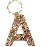 Lucky Feather Initial Keychain | Initial Bag charm for Purses, Backpacks & Keys | Glitter Design | Gift for Women & Girls