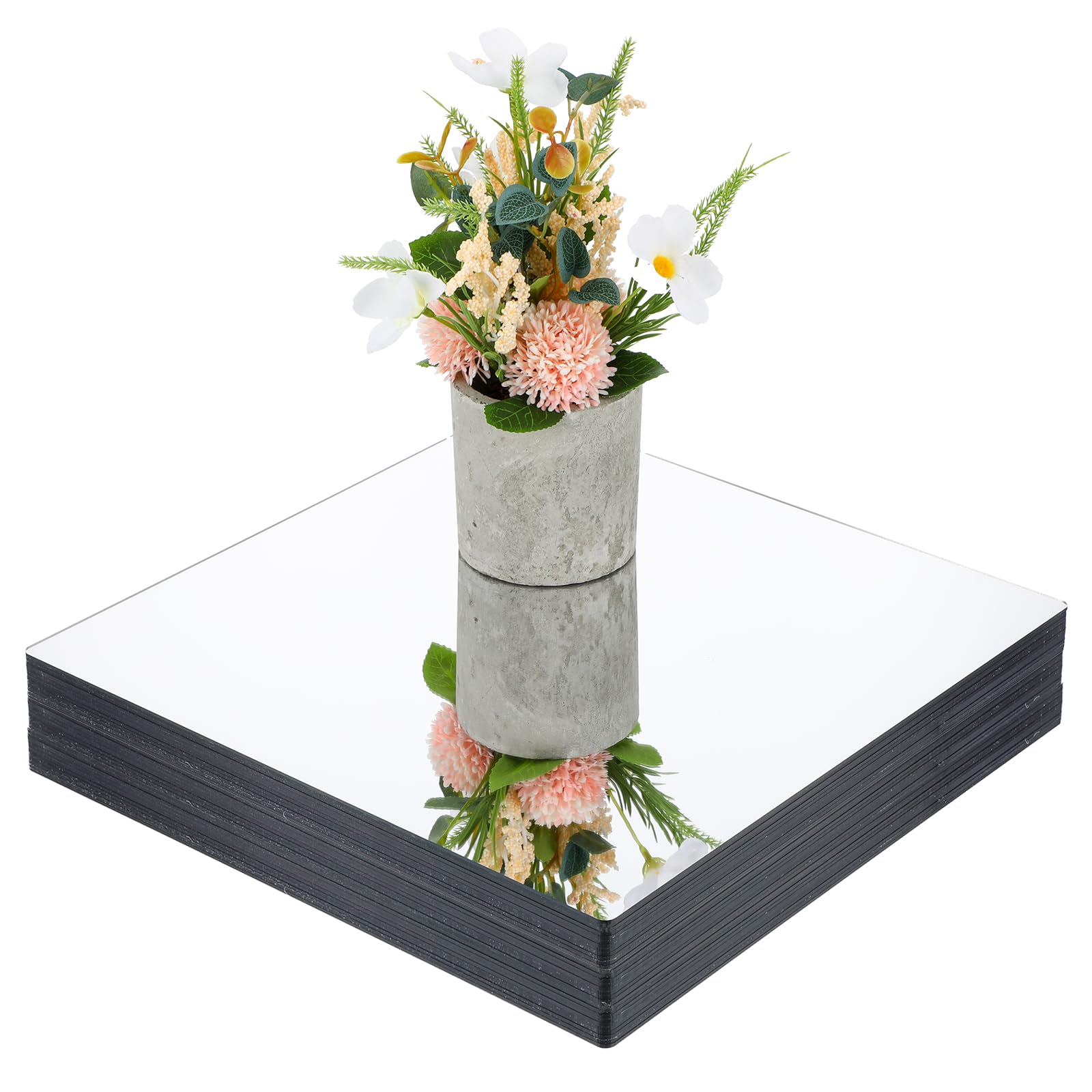 Photo 1 of 12pcs Acrylic Square Mirror Centerpieces for Tables,12" x 12" Bulk Mirror Tray Candle Holder Tray, 2mm Thick Mirrors Tiles for Dining Table, Wedding Decoration, Christmas Decoration