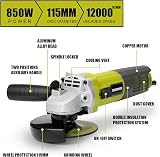 DEWINNER Angle Grinder 850W Corded 115mm with 6 Discs Side Handle view 3
