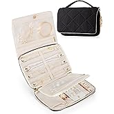 Marscamd Travel Jewelry Organizer Case for Women, Foldable Jewelry Bag for Earrings, Rings, Necklaces, Bracelets, Brooches, Black