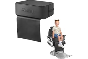 TOTIDYH Salon Booster Seat for Kids Hair Cutting, 18 x 13 x 6.7in Children Salon Chair Cushion for Hair Stylist, Barber Booster Seat Leather Cushion, Beauty Salon Spa Equipment Black