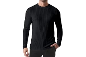 JMIERR Mens Casual Long Sleeve Lightweight T-Shirt Slim Fit Knit Crew Neck Stretch Ribbed Undershirts for Men