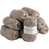 Knit Picks Mighty Stitch Brown Wool Blend Yarn Pack for Crocheting | 10 skeins (1000g) of merino wool and acrylic blend worsted weight knitting yarn in Chocolate Heather color