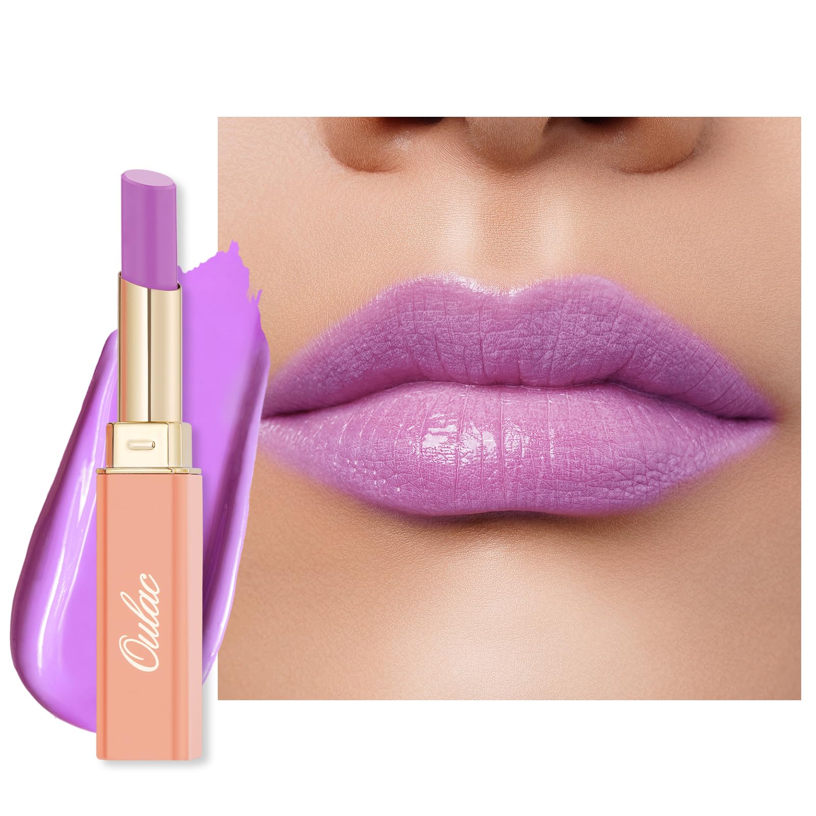 Oulac Makeup Moisture Shine Lipstick, It'S Ok, Purple, Sheer, Glossy, Long Lasting, Highly Pigmented, Creamy Formula