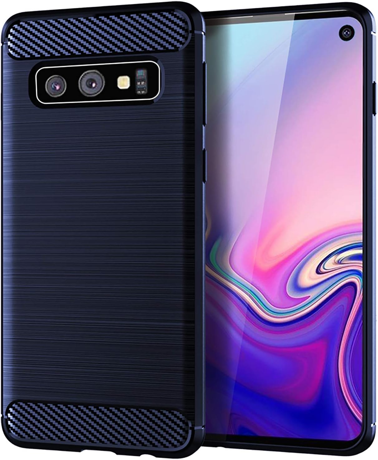 LuckyMi Galaxy S10 E Case, Galaxy S10e Case, TPU Shock Absorption Technology Full Protective Case Carbon Fiber Cover for Samsung Galaxy S10 E Smartphone (Blue)
