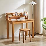 Aibiju Square Wooden Stool Dressing Table Stool Solid Wood 11.4 in Natural view 3
