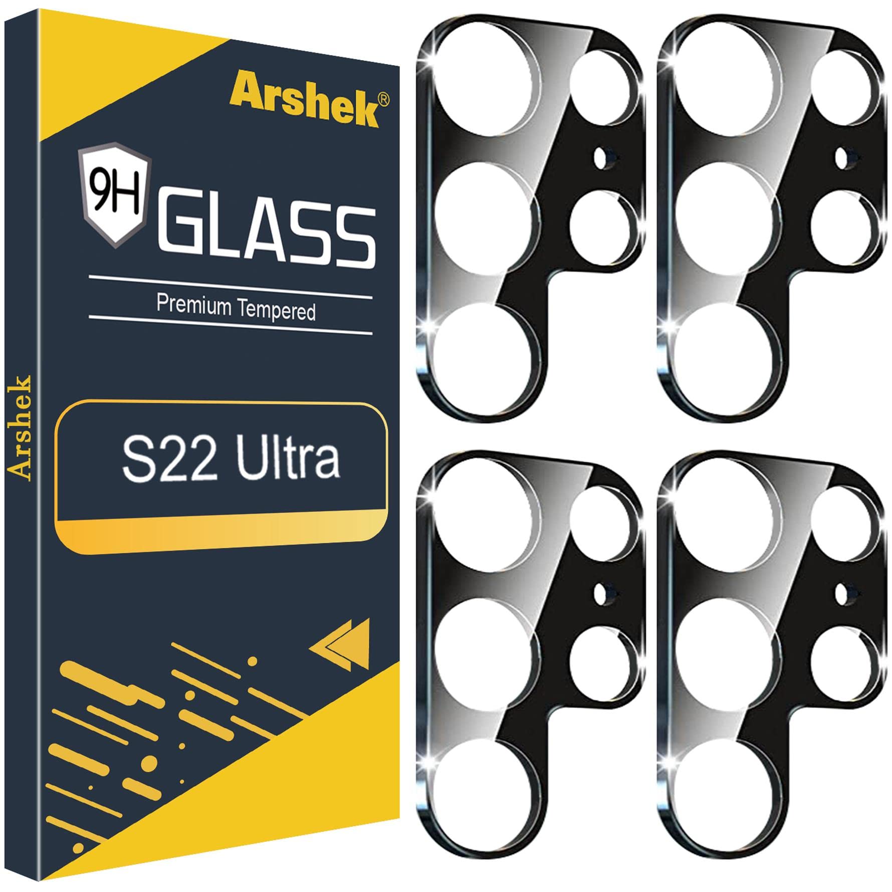 Photo 1 of Arshek [4 Pack] Camera Lens Protector Cover for Samsung Galaxy S22 Ultra 5G, 9H Tempered Glass Camera Screen Protector, Case