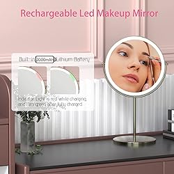 8" Lighted Makeup Mirror with Magnification, 1X/10X
