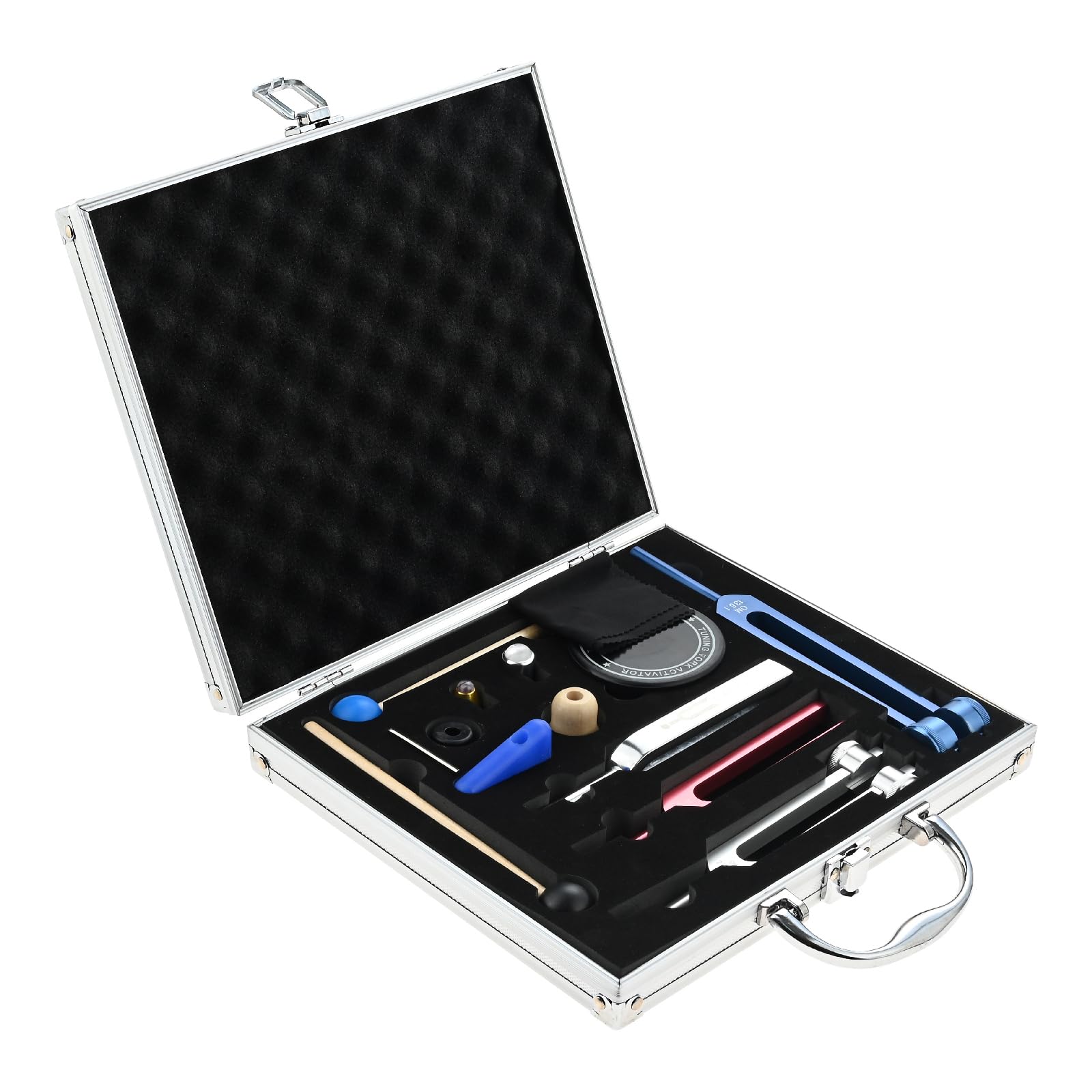DRELD Tuning Forks Kit- A440hz MI528 0M272.2 OM136.1 Colorful Tuning Fork Frequency Healing Instrument for Chakra Sound Therapy with Hammer, Storage Box, Tuning Fork Activator, Base and Allen Key