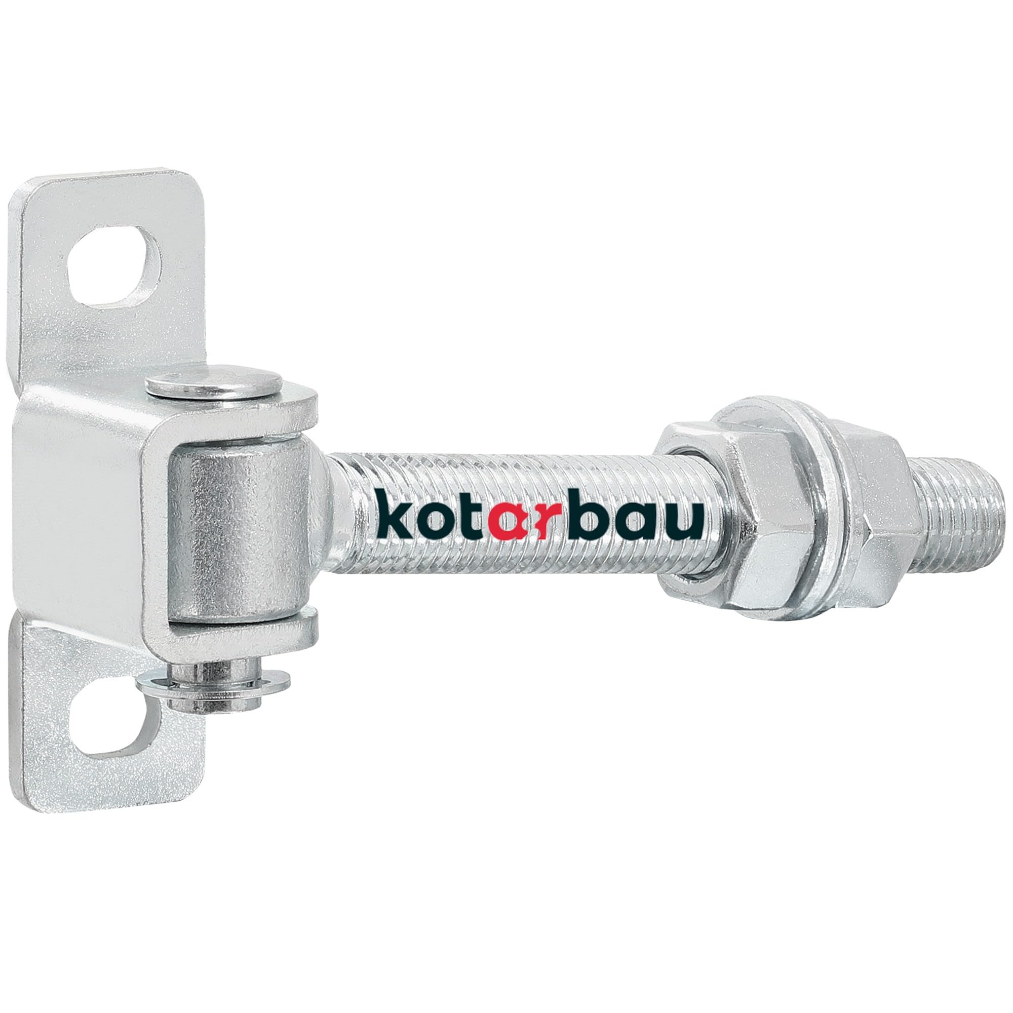 KOTARBAU® Gate Hinge - Steel - 130 mm (5.12 Inches) M16 - Silver - Adjustable - Heavy Duty Hinges - Garden Gate Hinges - Robust Hinge on Plate
