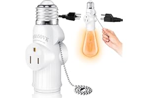 Tobasovk 3 Prong Light Socket to Plug Adapter, Simultaneous Support for Two 3-Prong Light Socket Adapter, Multifunctional Light Bulb Outlet Socket Adapter, for Garage, Porch, CCTV Camera, Patio, White