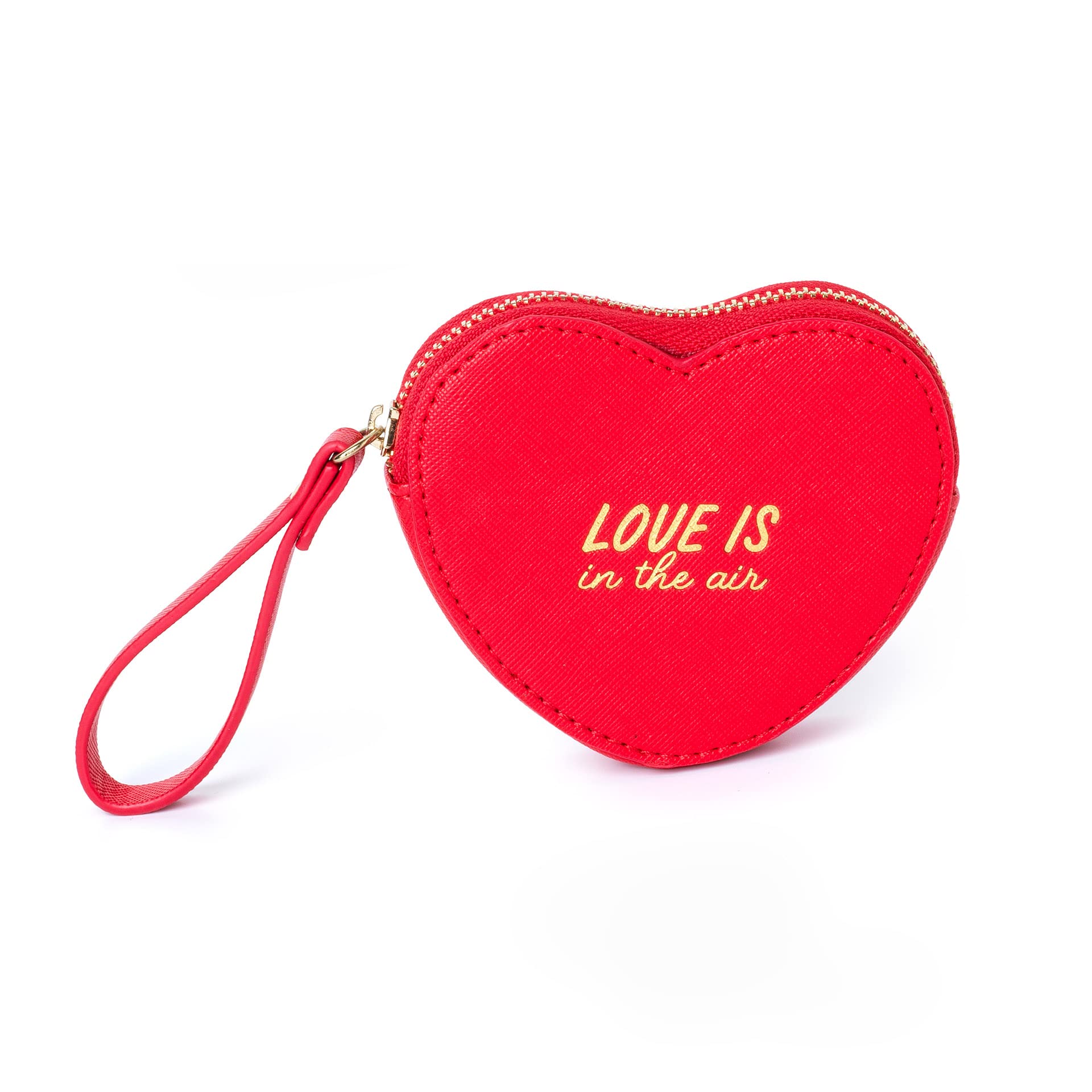 Legami - Coin Purse, What a Purse!, 10x8.5 cm, in PU and Polyester, Practical Zip, Metal Zipper, Heart Shape, Front Lettering in Gold Leaf