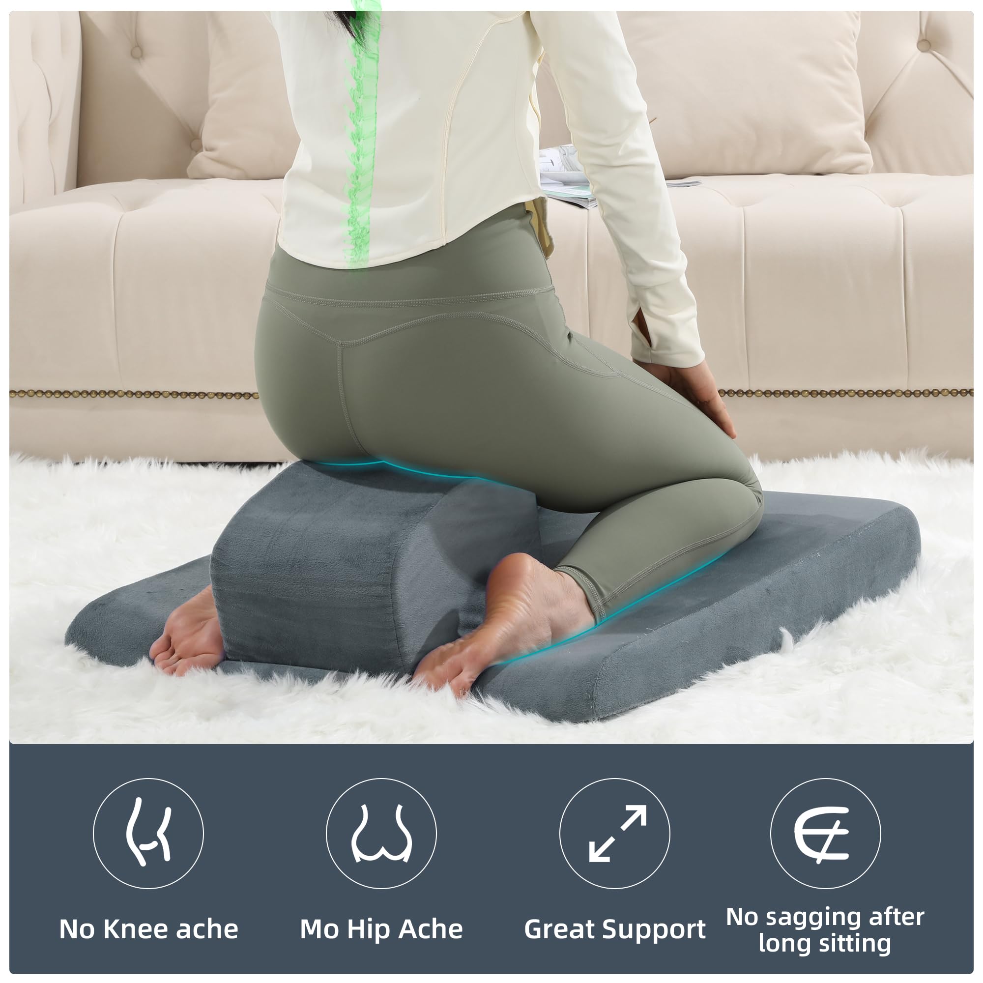 BALAPET Meditation Cushion Foam Meditation Pillows for Sit on Floor, Large Yoga Pillow,Ergonomic Meditation Cushion with Adjustable Cushions for Hip and Knee Support for Comfortable Kneel or Sit - Image 4