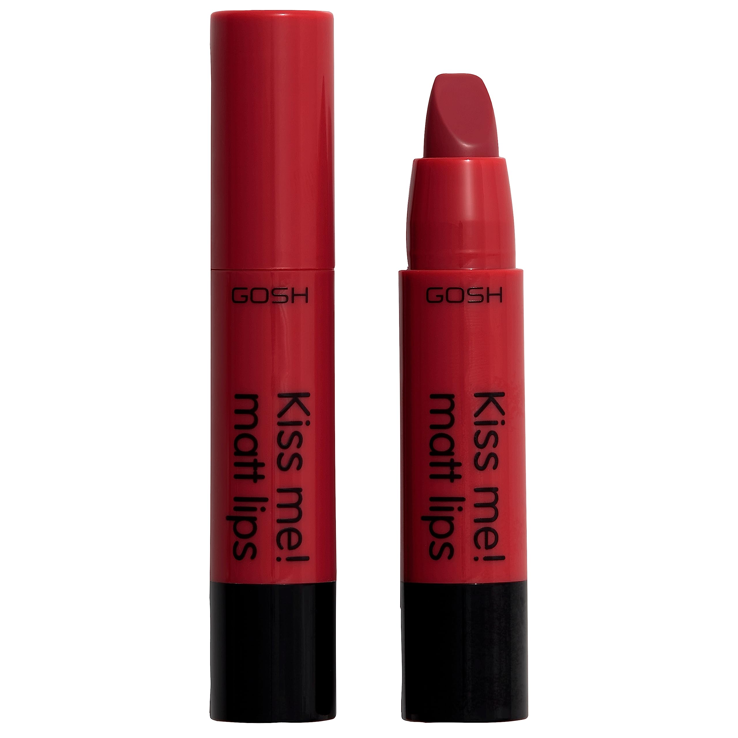 GOSH Lipstick "Kiss Me Matt Lips" I Red Lipstick Long Lasting with High Pigment I Light & Creamy Texture I Soft Matte Lipstick I Kissproof & Moisturising I Vegan & Perfume-free I 007 Scarlet Kiss