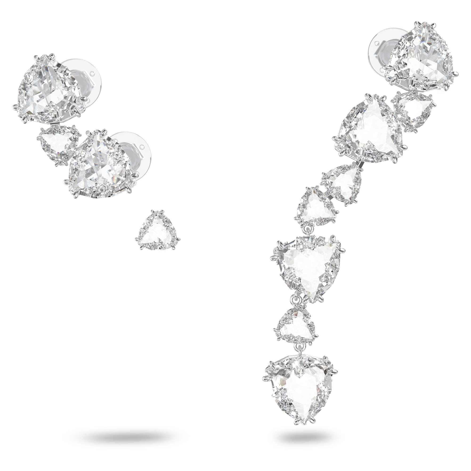 Swarovski Millenia ear cuff, Asymmetrical, Set, White, Rhodium plated