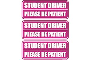 GEEKBEAR Student Driver Car Magnet - Colorful, Reflective, Weather-Resistant - Rectangular 8.7 x 3.5 in (Pink/Pink, 3 Pack)