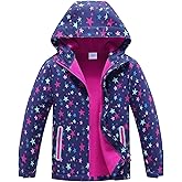 MGEOY Boys Girls Rain Jacket Lightweight Waterproof Hooded Fleece Lined Raincoat Windbreakers for Kids