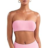 VOYJOY Impact Backless Bandeau Bra Workout Strapless Bandeau Basic Tank Top Adjustable Back
