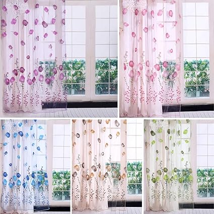 Tulip Voile Window Curtain Door Room Divider Sheer Panel Drapes
