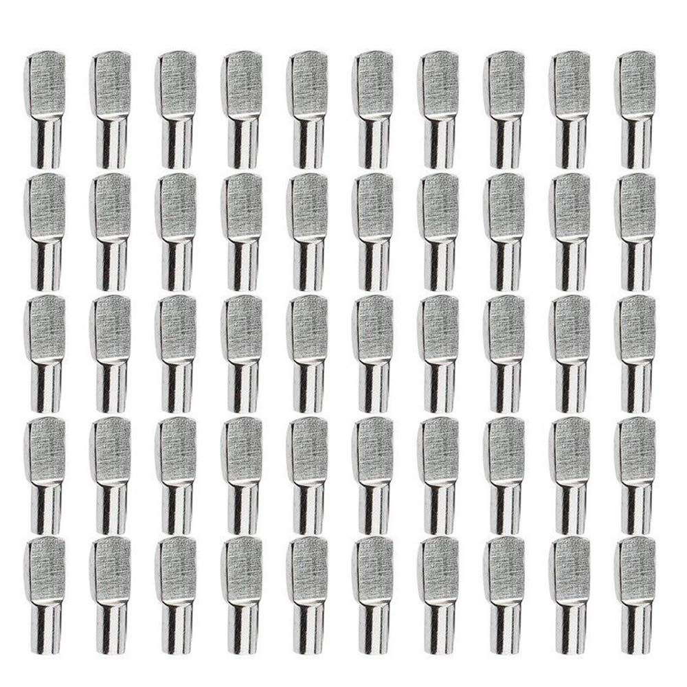 Gasea 125pcs Shelf Support Pins – 5mm Spoon Shape Cabinet Shelf Pegs, Nickel Plated Steel Dowel Pins for Furniture, Bookcase, Closet & Cabinet Shelving