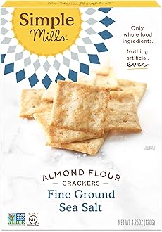 Simple Mills Almond Flour Crackers, Fine Ground Sea Salt, Naturally Gluten Free, 4.25 oz