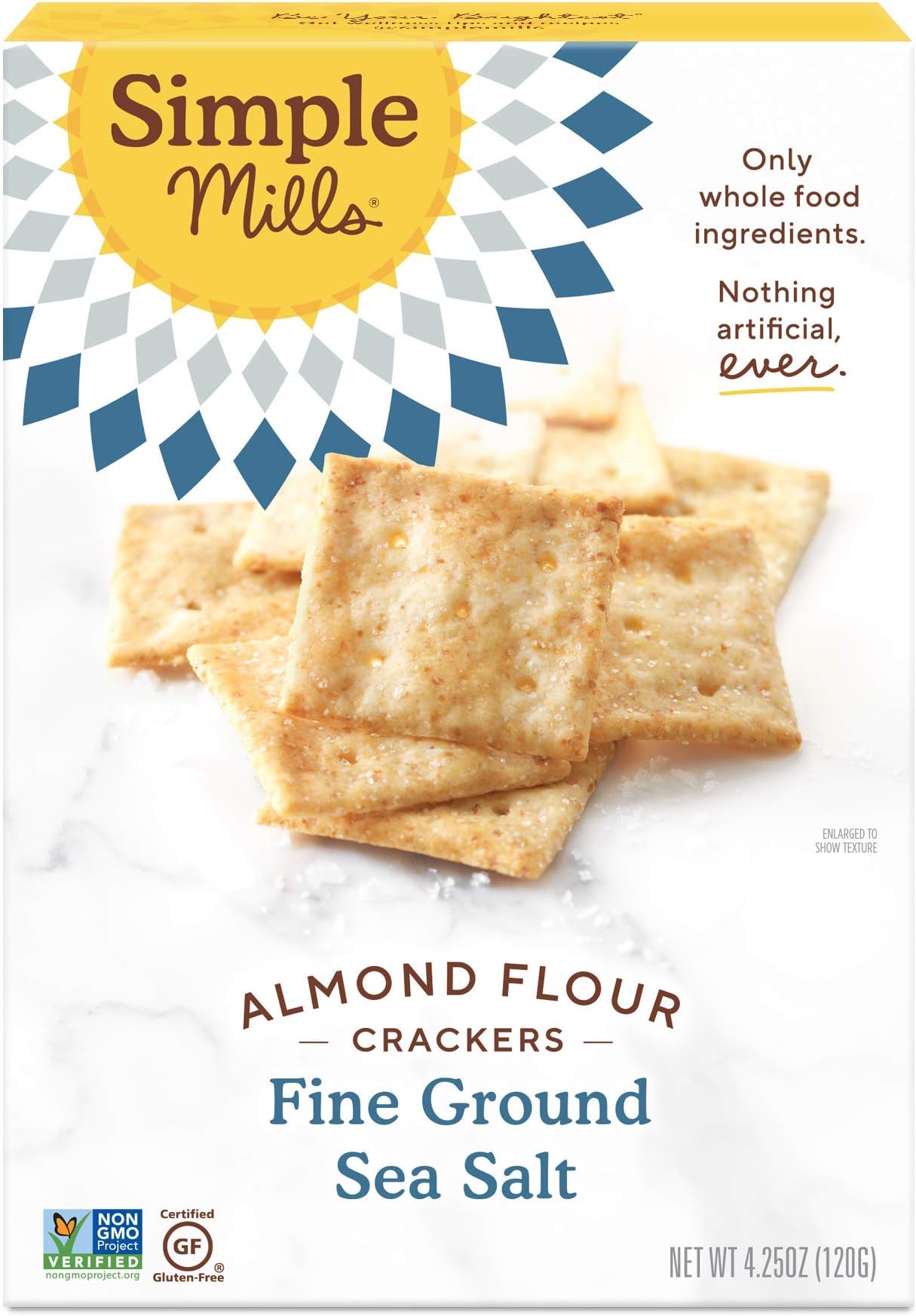 Simple Mills Almond Flour Crackers, Fine Ground Sea Salt, Naturally Gluten Free, 4.25 oz