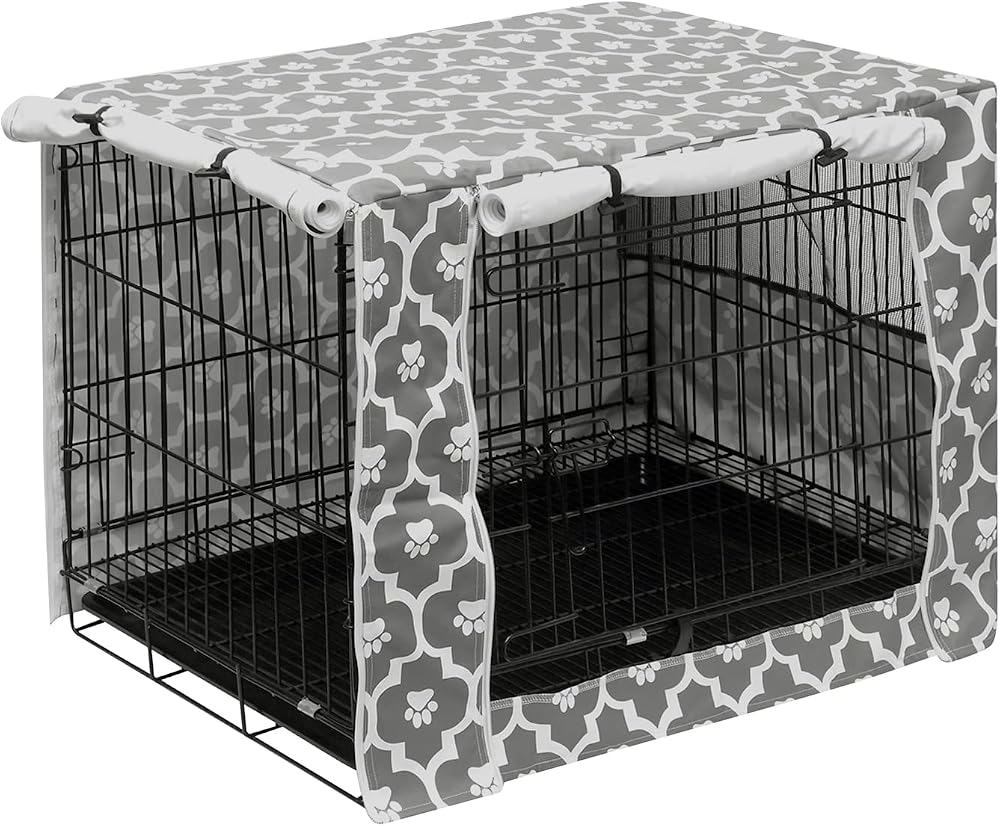 Pethiy Dog Crate Cover 42 Inch Universal Fit Durable Polyester Gray