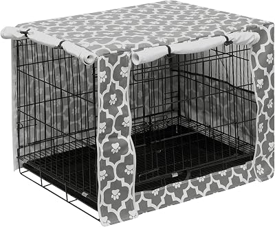 Pethiy Dog Crate Cover 42 Inch Universal Fit Durable Polyester Gray