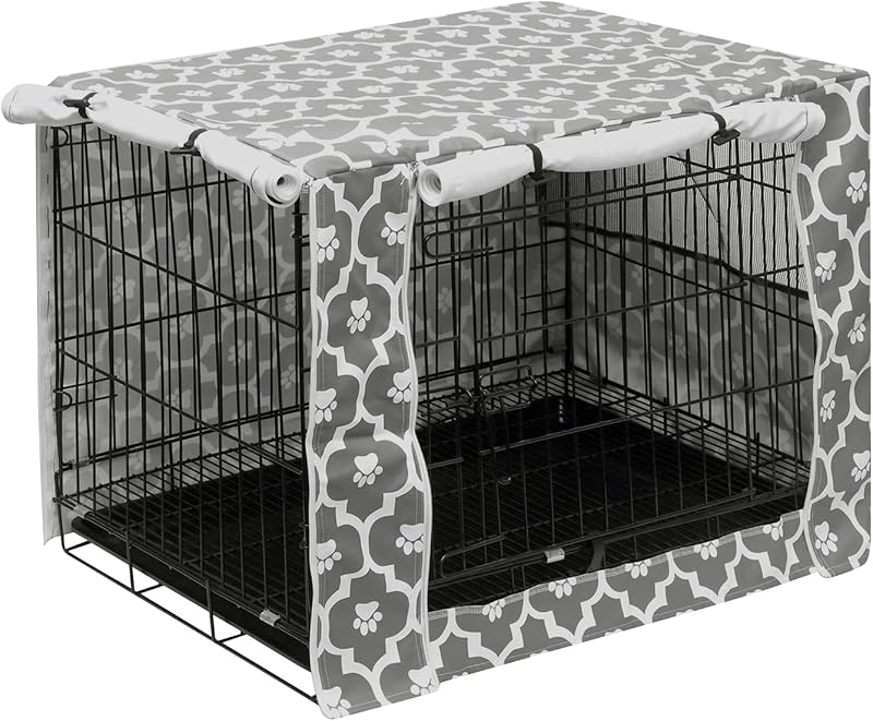Pethiy Dog Crate Cover 42 Inch Universal Fit Durable Polyester Gray