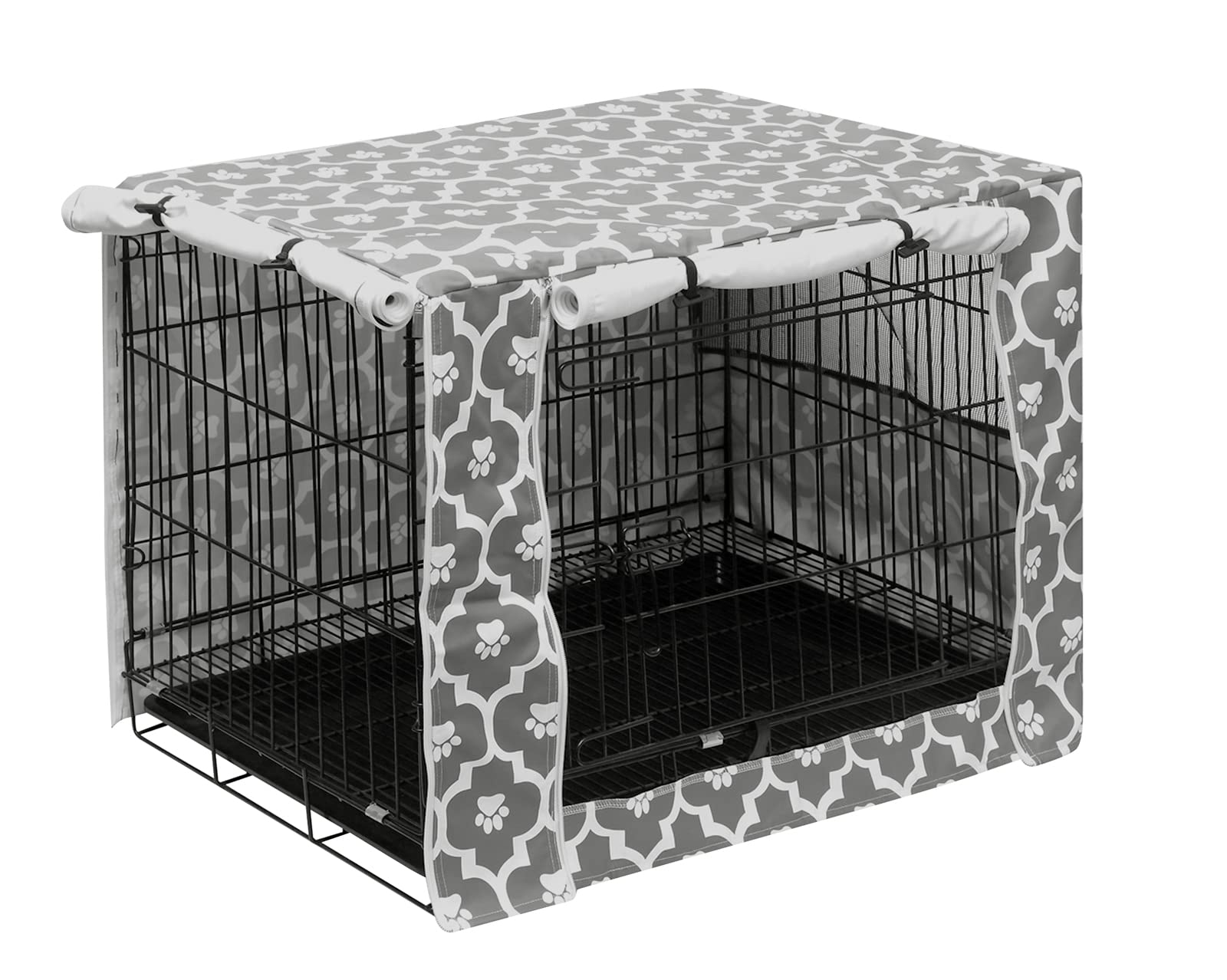 Pethiy Dog Crate Cover Durable Polyester Pet Kennel Cover Universal Fit for Wire Dog Crate - Fits Most 42 inch Dog Crates - Cover only-Gray Soles-42