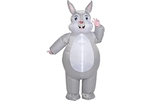 JYZCOS Blow-up Easter Bunny Costume Adult Inflatable Rabbit Costume Barney Full Mascot Halloween Easter (Grey)