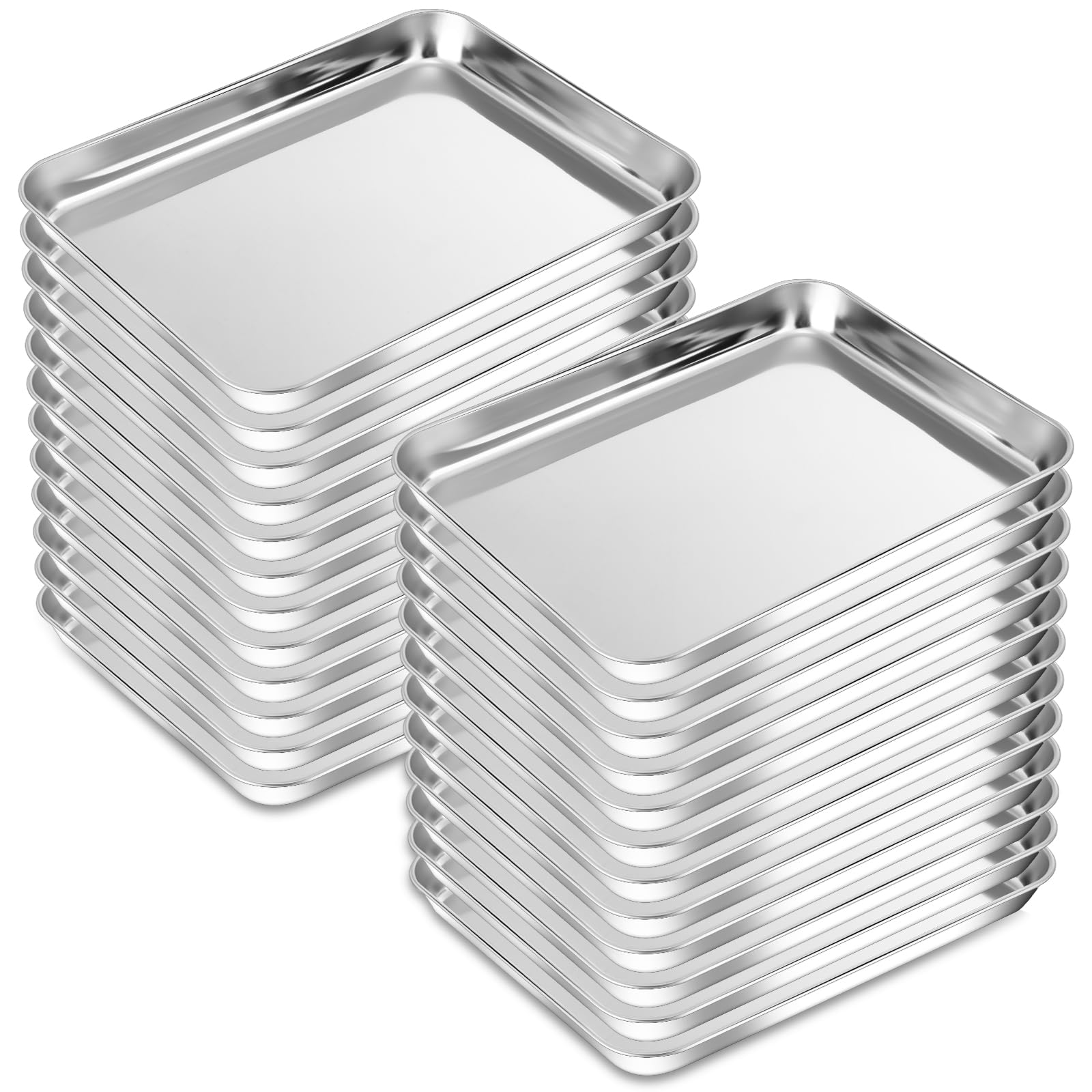 Photo 1 of meekoo 24 Pcs Baking Sheet Pan Cookie Sheet Set for Oven Stainless Steel Trays Nonstick Small Serving Tray Cake Toaster Metal Food Trays, Oven and Dishwasher Safe(10 x 8 x 1 Inch)