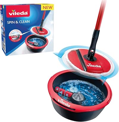 Vileda Spin & Clean Mop and Bucket Set 360° Spinning Head Foldable