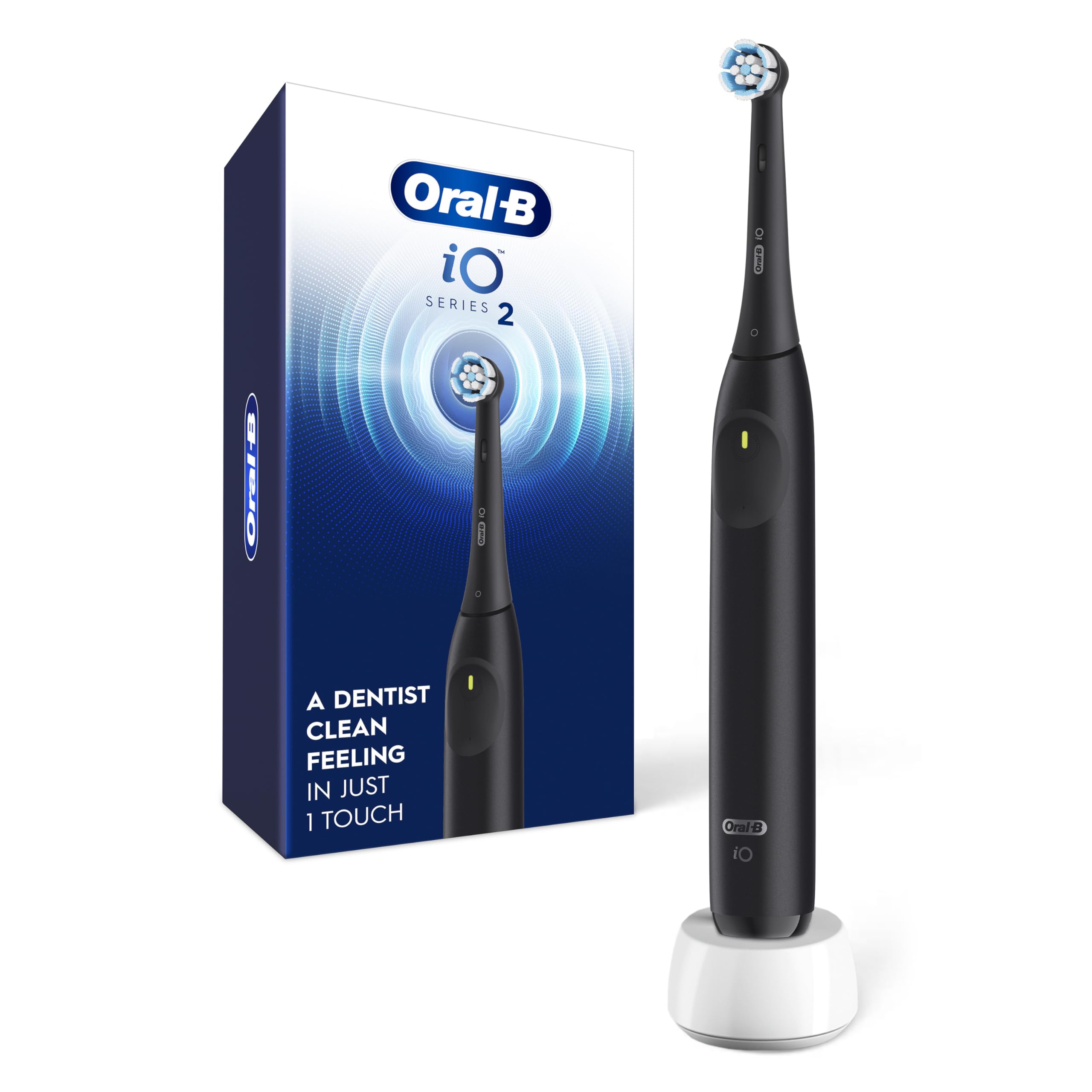 Photo 1 of Oral-B Rechargeable Electric Toothbrush, iO2, 3 Cleaning Modes, Automatic Pressure Sensor to Protect Gums, Night Black