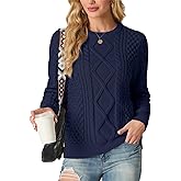 GRECERELLE Women's 2026 Fall & Winter Fashion Sweater Crewneck Long Sleeve Cable Knit Chunky Vintage Casual Pullover Tops