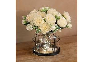 HEIMERA Vintage Glass Vase, Rustic Lantern Decor with Plants Flowers Lights Rustic Farmhouse Vase for Home Decor Floral Arrangement Centerpieces Gifts