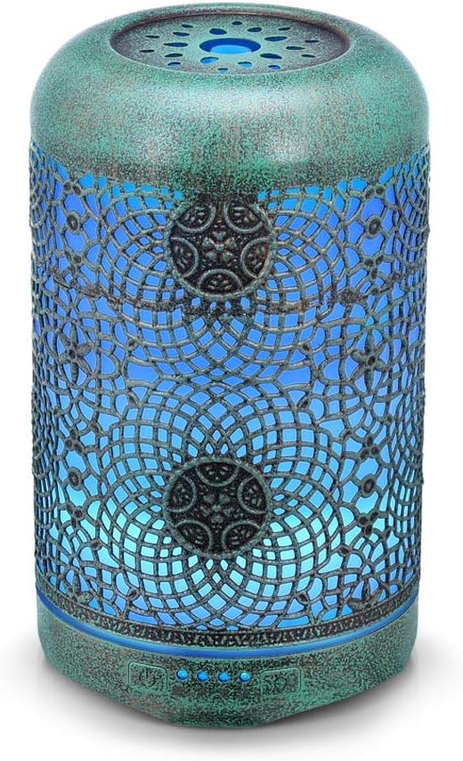 Essential Oil Diffuser Humidifier 250ml, Vintage Metal Oil Diffusers for Essential Oils, Decorative Aroma Diffuser and Humidifier for Kids Room, Large Room, Bedroom