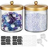 50 Oz Laundry Pods Container Clear Container w/Stainless Steel Lid,Gold,2pc | Plastic Apothecary Jar for Laundry Room Organization &amp; Pods Storage Bathroom Vanity Organizer Kitchen Countertop Decor
