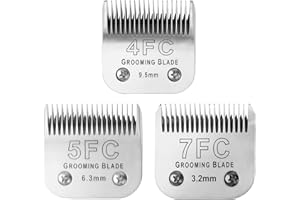 MEMIRY Size 4FC+5FC+7FC Detachable Dog Grooming Blades, Compatible with Andis, Oster A5, Wahl KM10 Series Clippers, Silver (3 Packs)