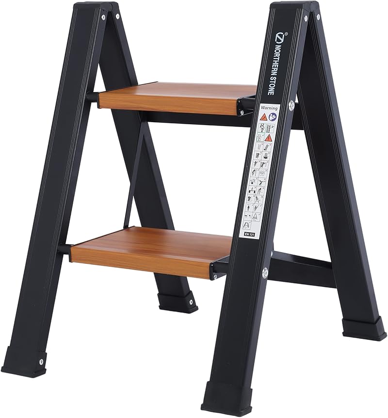EPROSMIN 2 Step Ladder Lightweight Folding Aluminum Alloy Anti-Slip Wide Tread