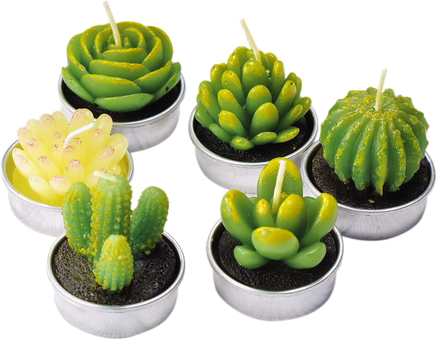 LASENTEUR Cactus Tealight Candles Handmade Delicate Succulent Cactus Candles for Party Wedding, Home Decoration Gifts