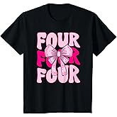 Kids 4th Coquette Birthday Party Four Year Old Girl Coquette Bow T-Shirt
