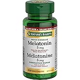 NATURE'S BOUNTY Melatonin, Quick Dissolve 5mg Tablets, Helps To Fall Asleep, Increase Total Sleep Time, Fall Asleep Faster, A