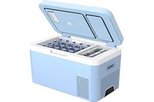 Megiu Car Fridge Portable 12 Volt Refrigerator 25 Quart 12V Freezer Compressor Cooler 12V/24V DC 110～240 Volt AC for Truck Van RV Camper SUV and Home Use -18℃~+15℃ (Dual Zone)