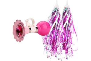 U-LIAN Kids Streamers and Bike Bell for Girls-1 Pack Flower Bicycle Bell with 2 Pack Handlebar Streamers Scooter Tassels for Children's Bike Accessories