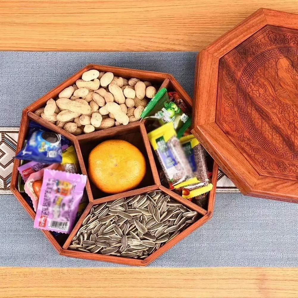Amazon Com Wooden Fruit Plate Dried Storage Box With 5 Grids Deli Platters Nut Box Home Kitchen Tabletop Snack Candy Bowl Dried Fruit Tray Kitchen Dining